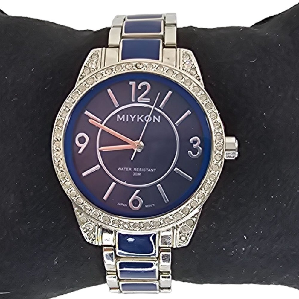 Miykon Ladies Watch Blue Silver Rhinestones J4493
